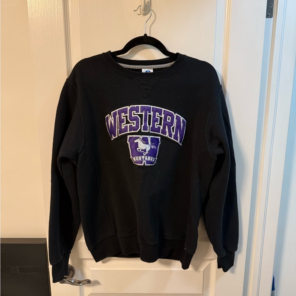 Western University Mustangs Black Crewneck